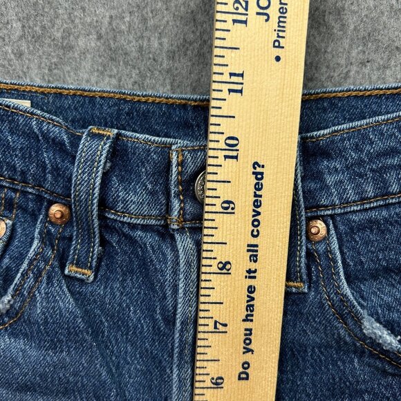 Levi's 501 Mid Thigh Shorts Women's Size 26 Big E Button Fly Distressed Denim - Picture 10 of 12